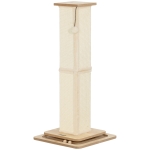 PawHut 3-in-1 Krabpaal met Speelrail, Speelbal, Sisal, tot 10 kg, 39,5 x 39,5 x 87 cm, Eiken/Crème