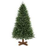 HOMCOM 6ft Artificial Christmas Tree, Hinged Xmas Tree with Realistic 751 PE & PVC Branch Tips, Fir Wood Base, Green