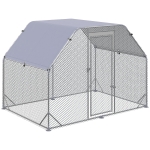 PawHut Gallinero para Exterior 2,8x1,9x1,95 m Jaula de Gallinas de 1 Habitación Cubierta de Tela Oxford Anti-UV Plata