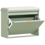 HOMCOM Bancă pentru încălțăminte cu perniță tapițată și sertar rabatabil pentru hol, dormitor, 62 x 26 x 47,5 cm, verde