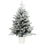 HOMCOM Mini kerstboom 90 cm met 296 takpunten, sneeuweffect en witte pot - tafelkerstboom voor thuis en kantoor, wit