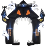 Outsunny Aufblasbarer Halloween-Torbogen, 4 Geister, LED-Lichter, wasserdicht, 300 x 76 x 300 cm
