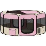 PawHut Parque Plegable para Perros y Gatos Corralito Portátil para Animales Pequeños Impermeable de Tela Oxford Ø90x41 cm Rosa