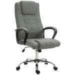 Vinsetto High Back Office Chair 360° Swivel Chair Adjustable Height Tilt Function Linen Grey 54W x 62D x 110-119H cm
