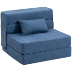 HOMCOM Bodensofa, Polstercouch, in Matratze umwandelbar, Schaumstoff, Kissen, Dunkelblau