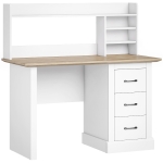 HOMCOM Bureau Informatique avec 3 Tiroirs, 120x55cm, Bureau avec Rangement, Étagères Ouvertes et Large Plateau, Chêne et Blanc