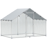 PawHut Kippenren voor 5-8 kippen, dakzeil, vergrendelbare deur, stalen frame, 5,1 m², 3 x 1,7 x 1,9 m