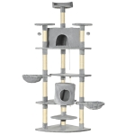 Pawhut 200H cm kattenboom met grotten en speelgoedballen lichtgrijs