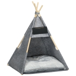 PawHut Haustierzelt Katzenhaus Hundezelt Katzenbett Katzenzelt mit weichem Kissen Plüsch Filz maschinenwaschbar Grau 58 x 58 x 80 cm