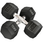HOMCOM Juego de Mancuernas de 2x6kg con Barra de Conexión Metálica y Cabeza Hexagonal para Entrenamiento en Casa Negro y Plata