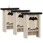 PawHut Set van 3 vleermuizenkasten, vleermuizenhuisjes voor tuinen, boomgaarden, boerderijen, eenvoudig op te hangen, 18 x 6 x 22,5 cm