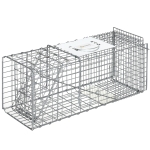 Outsunny Trampa para Animales Vivos Plegable 66x24x30,5 cm Jaula de Captura de Alambre con Puerta y Asa para Conejos Plata