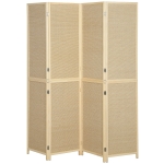 HOMCOM Paravent met 4 panelen, inklapbare scheidingswand van handgevlochten bamboe, 180 x 180 cm, naturel
