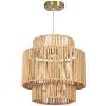 HOMCOM Hanglamp, driedelige lampenkap, metaal, henneptouw, lichtbruin