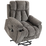HOMCOM Relaxfauteuil met opstahulp, massage en warmte, seniorenfauteuil met brede diepe zitting en USB