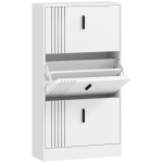 HOMCOM Schoenenkast met 3 kleppen en verstelbare planken, tot 18 paar, wit