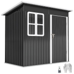Outsunny Tuinschuur, tuinhuis met raam, afsluitbare deur, voor tuin, terras, staal, 221L x 133B x 190H cm, grijs