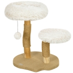 PawHut Katzenbaum, 61,5 cm, mit Katzenbett, Kratzpfosten, Sprungplattform, Spielzeugball, für Katzen bis zu 5 kg, Weiß