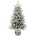 HOMCOM Kunstkerstboom 90 cm met 50 leds, 240 takpunten, sneeuwlook en voet van magnesiumoxide