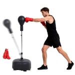 HOMCOM Saco de Boxeo de Pie con Altura Ajustable en 136-154 cm y Base Rellenable Pera de Boxeo con Soporte y Guantes Negro