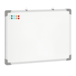 HOMCOM Tableau blanc magnétique cadre aluminium 60 x 45 cm avec feutres, effaceur et aimants