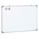 HOMCOM Tableau blanc magnétique cadre aluminium 90 x 60 cm avec feutres, effaceur et aimants
