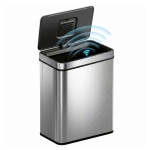 HOMCOM Poubelle à capteur 50 L avec couvercle à fermeture douce, poubelle de cuisine automatique en acier inoxydable, argenté