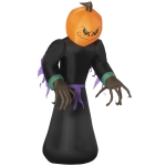 HOMCOM Inflatable 2.1m Pumpkin Man Halloween Decoration W/LED lights Polyester Fabric - Multicolour
