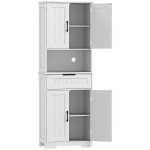 HOMCOM Alacena de Cocina Alta Mueble Auxiliar de Cocina con 4 Puertas 5 Estantes Cajón Estantes Ajustables 60x30x172 cm Blanco
