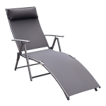 Outsunny transat Chaise Longue Bain de Soleil Pliable Dossier inclinable Multi-Positions têtière fournie 137L x 64l x 101H cm métal époxy textilène Gris