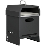 Outsunny 3-in-1 Outdoor Pizzaofen Holzbefeuert Pizza Ofen 2 Ebene Backofen mit Pizzastein Griffen Pizzaschaufel
