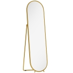 HOMCOM Ganzkörperspiegel, ovale Form, freistehend, Metallrahmen, 50x180cm, Gold