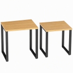 HOMCOM Salontafel set (2-delig) woonkamerstafel met metalen frame voor woonkamer Natuur