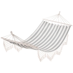 Outsunny Hamac de Voyage Portable Style Hippie Chic Toile de hamac dim. 2L x 1l m Coton Polyester Gris écru rayé