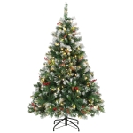 HOMCOM Sapin de Noël Artificiel Lumineux et Enneigé 120cm, Arbre de Noël, Télécommande, 11 Modes d'Éclairage, 150 LED, Vert