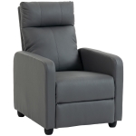 HOMCOM Relaxfauteuil met push-back ligfunctie en voetensteun, tv-fauteuil van PU-leer, grijs