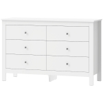 HOMCOM Ladekast met 6 Laden, Dressoir met Soepel Lopende Ladegeleiders voor Slaapkamer, Woonkamer of Hal, 118 x 39,5 x 75,5 cm, Wit