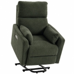HOMCOM Sta-op-stoel met massage en warmte, elektrische relaxstoel van teddyfleece voor senioren, donkergroen