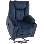 HOMCOM Fauteuil Releveur Électrique Massage Vibration et Chaleur, Fauteuil Relax Électrique en Velours, Dossier Inclinable Bleu