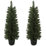 HOMCOM Set van 2 kunstkerstbomen 120 cm, den voor entree met 170 takpunten, potbasis, groen