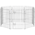 PawHut Vallas para Perros Plegables de 8 Piezas 63x91 cm con 1 Puerta y Marco de Acero para Jardín Patio Plata