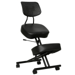 HOMCOM Chaise à Genoux Ergonomique avec Dossier, Siège Assis Genoux Réglable en PU sur Roulettes, Noir