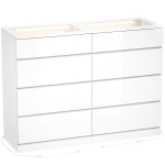HOMCOM Cómoda de 8 Cajones con 2 Joyeros Encimera de Vidrio Templado Luces LED y Control Bluetooth Blanca