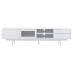 Modern Minimalist TV Cabinet with Cable Management, Sideboard with 2 Doors, 2 Drawers and 1 Open Shelf, 200L x 40W x 50.5H cm, White