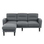 L-Shaped Sectional Sofa with Movable Chaise and Storage Pockets, Modular 3-Seater Corner Sofa for Living Room, 204L × 136W × 80H cm, Grey
