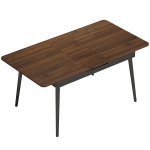 HOMCOM Uitschuifbare eettafel 130-160 cm, keukentafel met afgeronde hoeken, licht walnoot
