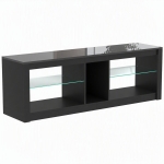 HOMCOM TV Stand Cabinet with LED Lights and Remote Control for TVs up to 65", Entertainment Centre with Storage Shelves, Black