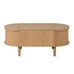 Oval Height-Adjustable Coffee Table with Flip-Top Storage, Vintage-Style Accent Table for Apartments, 100L x 48W x 53.5H cm, Walnut