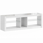 HOMCOM TV Stand Cabinet with LED Lights and Remote Control for TVs up to 65", Entertainment Centre with Storage Shelves, White