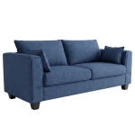 HOMCOM 3 Seater Sofa, Linen Upholstered Sofa Couch with Spring Cushions, Thick Padding, Wide Padded Armrests, Dark Blue